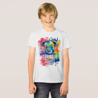 Funny watercolor colourful dog