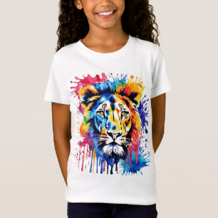 Funny watercolor colourful lion T-Shirt