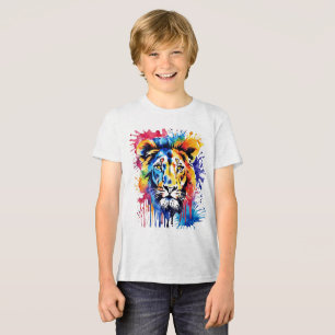 Funny watercolor colourful lion Tri-Blend shirt