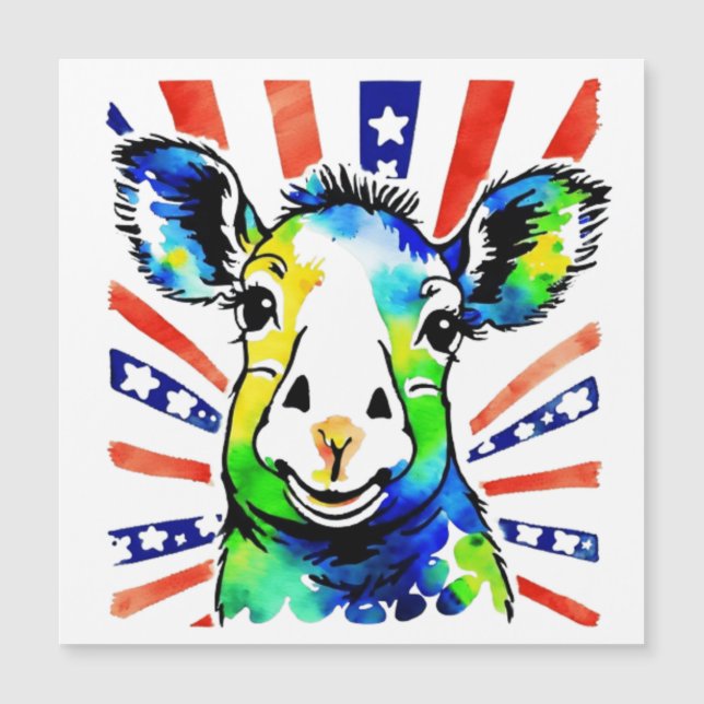 Funny watercolor colourful sheep (Front)