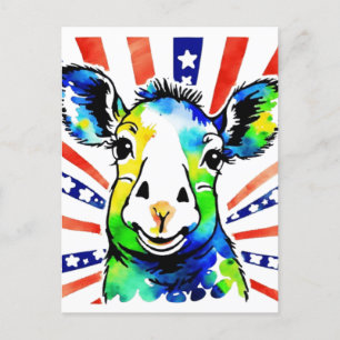 Funny watercolor colourful sheep postcard