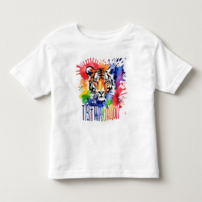Funny watercolor colourful tiger toddler T-Shirt (Front)