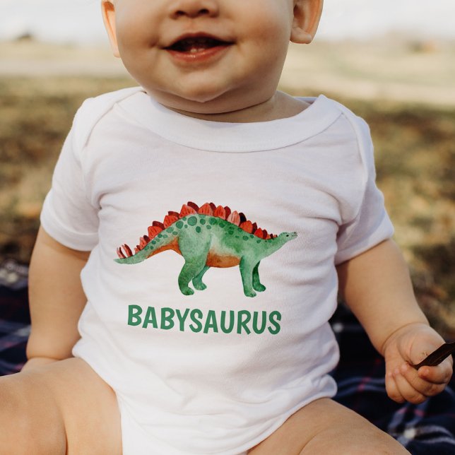 Funny Watercolor Dinosaur Personalised  Baby Bodysuit (Creator Uploaded)