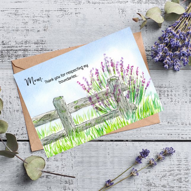 Funny Watercolor Fence With Lavender Mother's Day Card (Creator Uploaded)