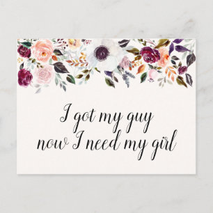 Funny Watercolor Floral Bridesmaid Proposal Card