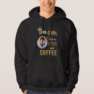 Funny Watercolor Girl Run On Jesus And Coffee Hoodie