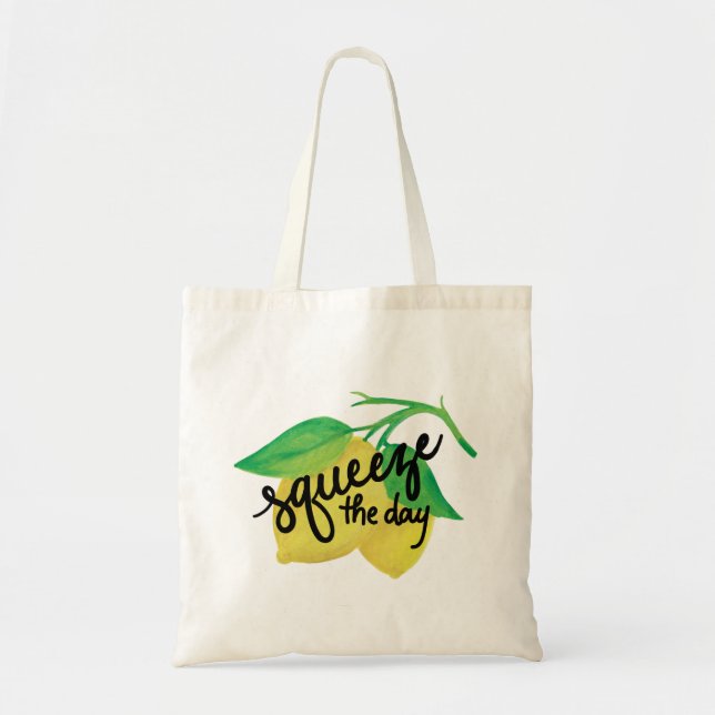 Funny Watercolor Lemon Tote Bag (Front)