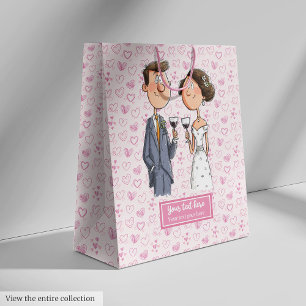 Funny Watercolor Wedding Gift Bag Bride Groom Fun