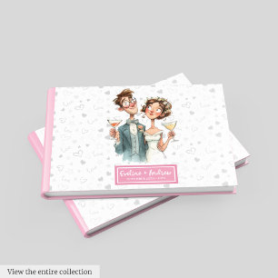 Funny Watercolor Wedding Guest Book Quirky Couple
