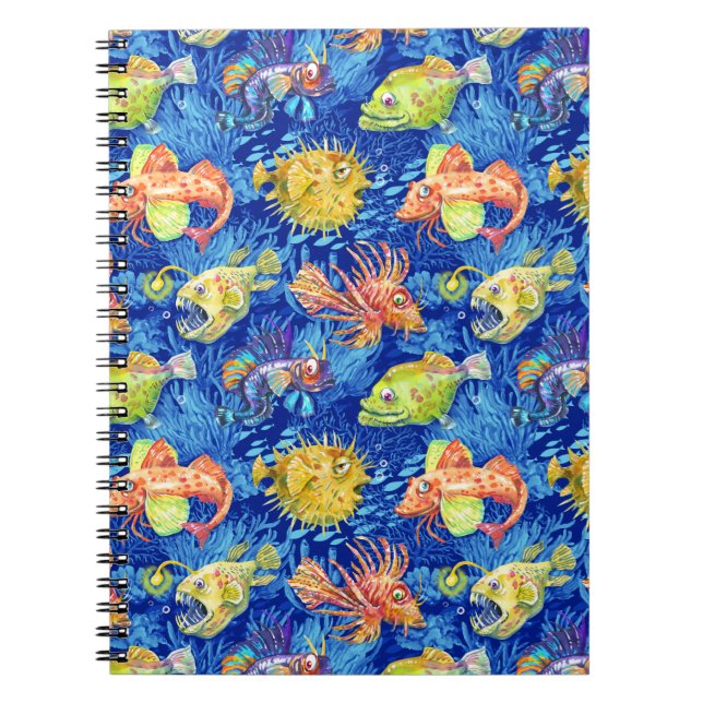 Funny watercolour fish notebook (Front)