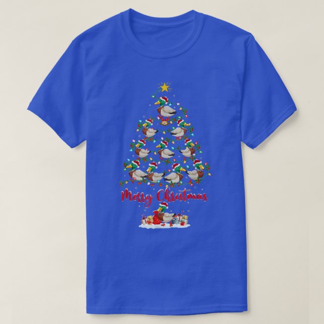 Funny Waterfowl Christmas Tree Lights Funny Waterf T-Shirt (Design Front)