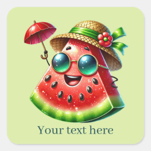 Funny watermelon add text square sticker