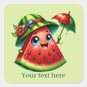 Funny watermelon add text square sticker