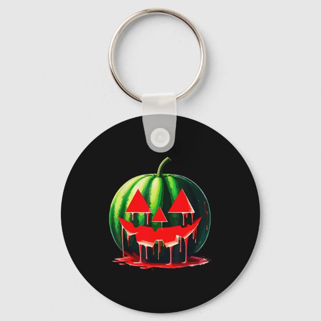 Funny Watermelon Jack O Lantern Soky Dripng Fruit  Key Ring (Front)
