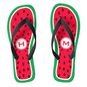 Funny Watermelon Slice with Personalised Monogram Jandals