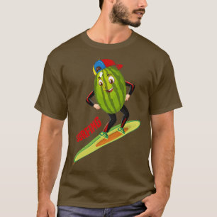 Funny Watermelone Surfing Using avocado sticker T-Shirt