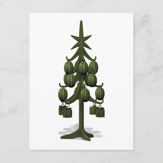 Funny Watermelons Christmas Tree Holiday Postcard (Front)