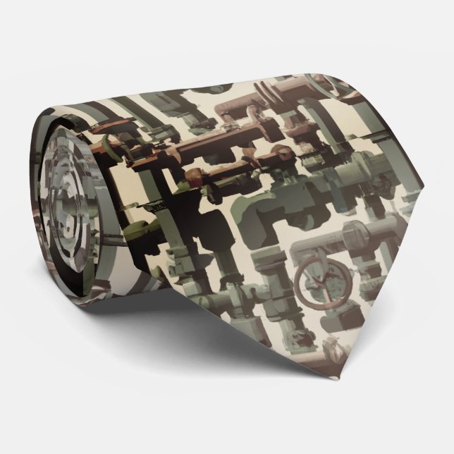 funny waterpipes pattern neck tie (Rolled)