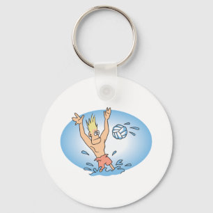 funny waterpolo dude cartoon key ring