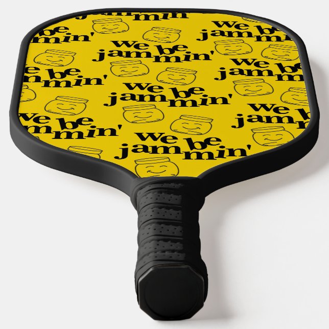 Funny We Be Jammin' Smiling Dancing Canning Jars Pickleball Paddle (Laydown)