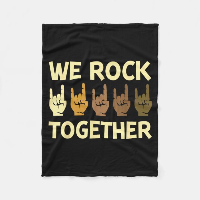 Funny We Rock Together Hands Rock Lovers Fleece Blanket (Front)