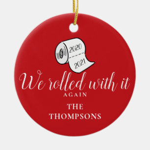 Funny We Rolled With It Again Photo Holiday Cerami Ceramic Tree Decoration
