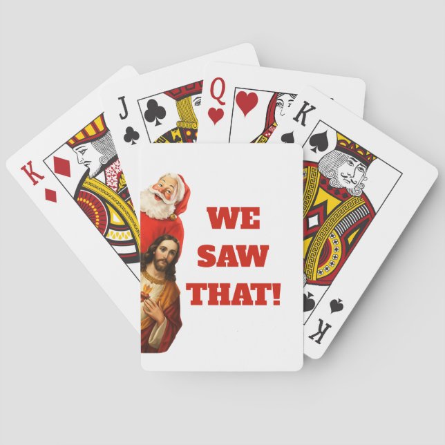 Funny “We Saw That” Santa and Jesus Design Playing Cards (Back)