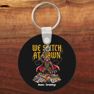Funny We Stitch At Dawn Racoon Sewing Quilting Key Ring