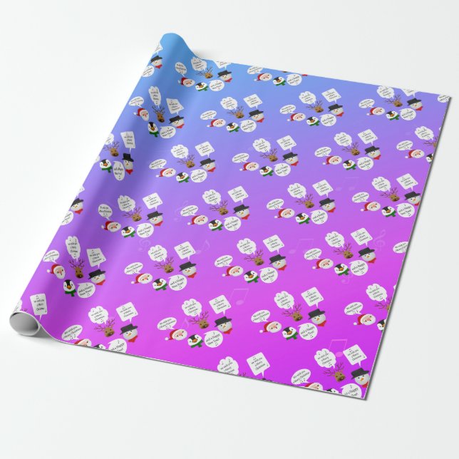 Funny We Wish You a Merry Christmas Wrapping Paper (Unrolled)