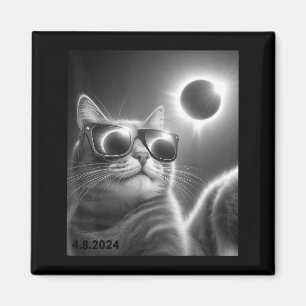 Funny Wearing Cat Sunglasses Selfie Solar Eclipse Magnet