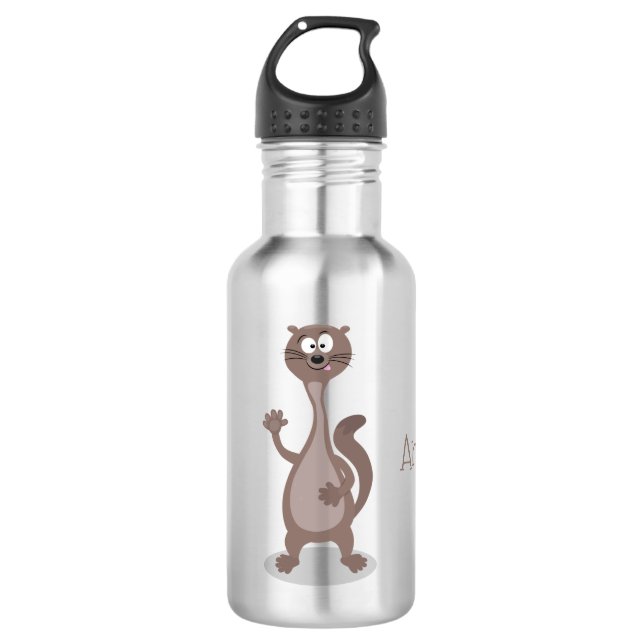Funny weasel cartoon illustration 532 ml water bottle (Front)