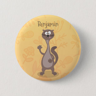 Funny weasel cartoon illustration 6 cm round badge