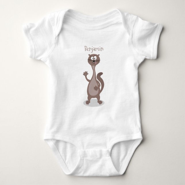 Funny weasel cartoon illustration baby bodysuit (Front)