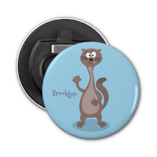 Funny weasel cartoon illustration bottle opener (Front)