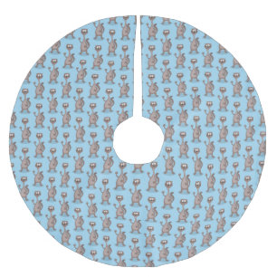 Funny weasel cartoon illustration  brushed polyester tree skirt