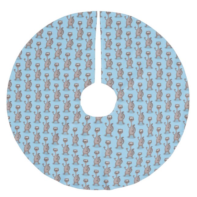 Funny weasel cartoon illustration  brushed polyester tree skirt (Front)