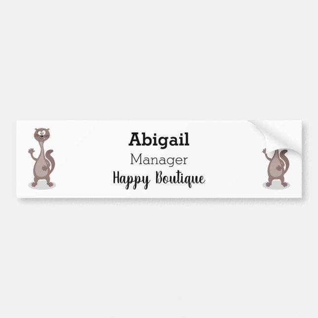 Funny weasel cartoon illustration  bumper sticker (Front)