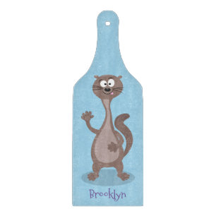 Funny weasel cartoon illustration cutting board