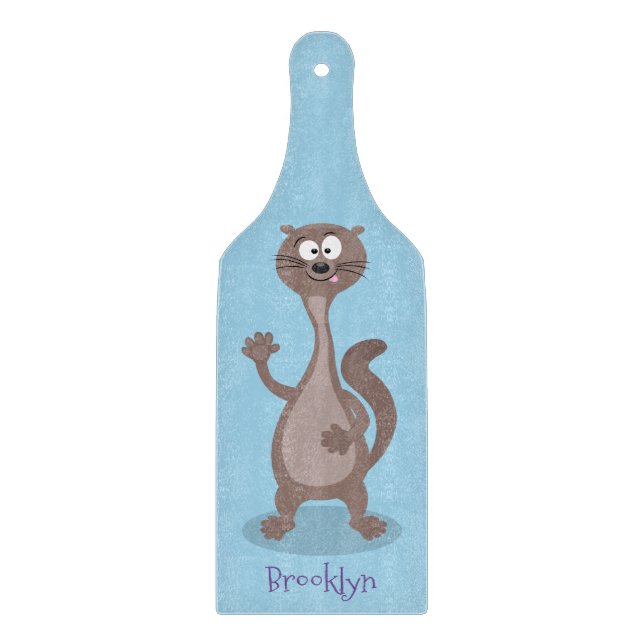 Funny weasel cartoon illustration cutting board (Front)