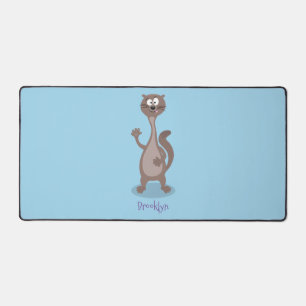 Funny weasel cartoon illustration desk mat