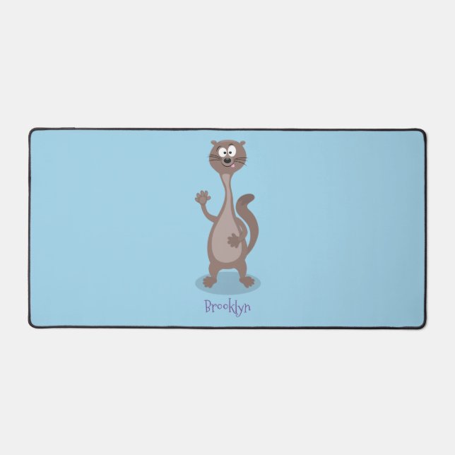 Funny weasel cartoon illustration desk mat (Front)