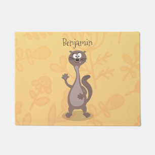 Funny weasel cartoon illustration doormat