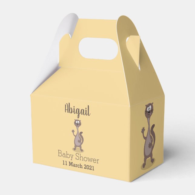 Funny weasel cartoon illustration favour box (Front Side)