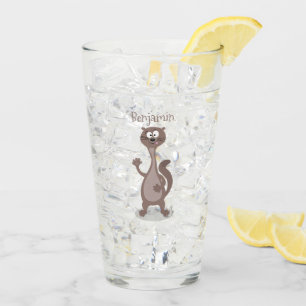 Funny weasel cartoon illustration glass