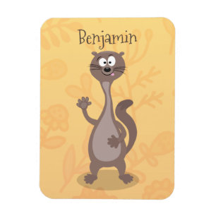 Funny weasel cartoon illustration magnet