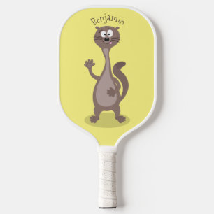 Funny weasel cartoon illustration  pickleball paddle