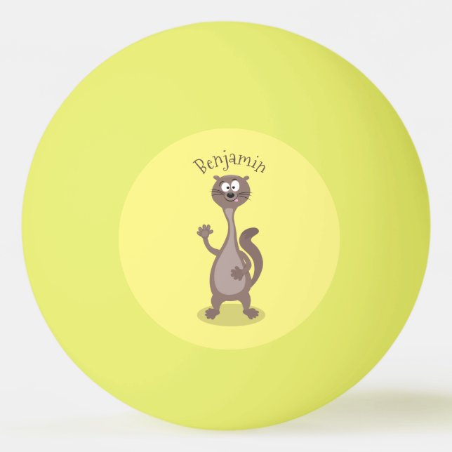 Funny weasel cartoon illustration ping pong ball (Front)