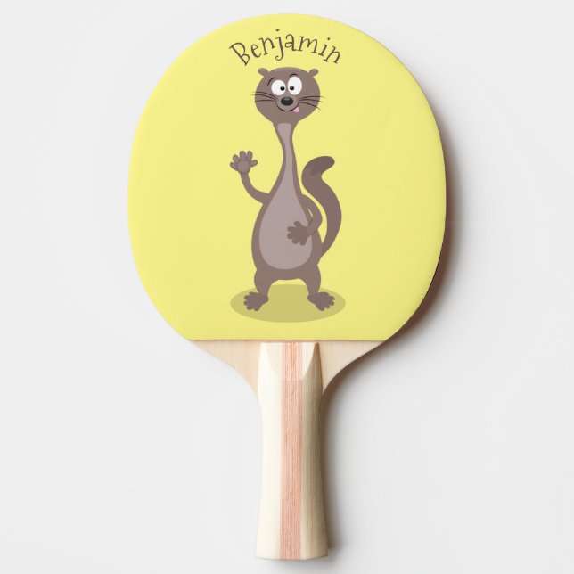 Funny weasel cartoon illustration ping pong paddle (Front)