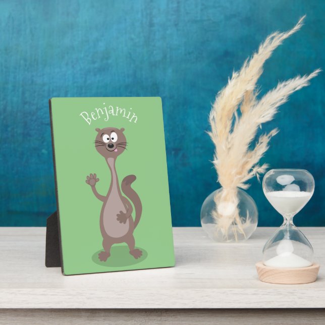 Funny weasel cartoon illustration plaque (Side)