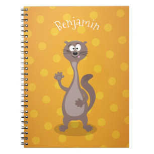 Funny weasel cartoon illustration saying hello notebook
